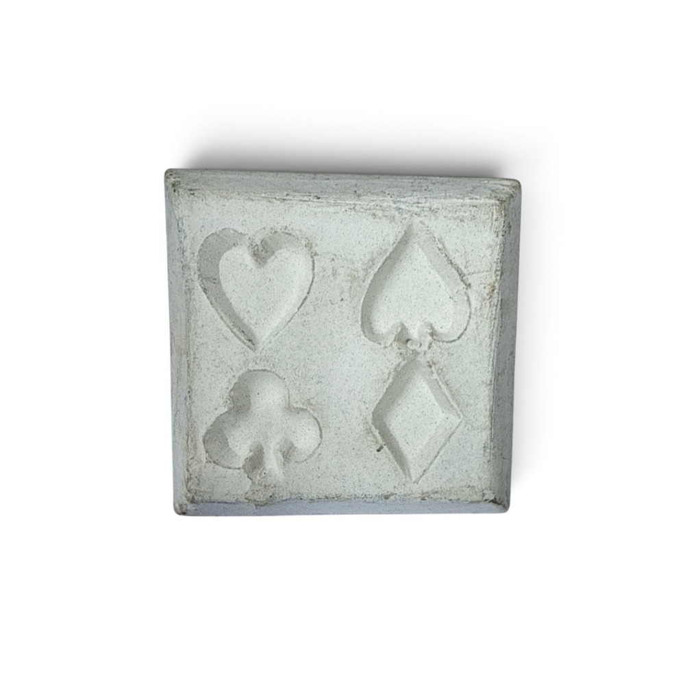 Vintage Ceramic Terra Cotta Cookie Stamp Press Card Suits 2 Inch Square